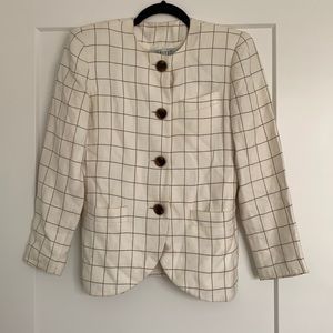 Vintage Petite Sophisticate White Checked Blazer